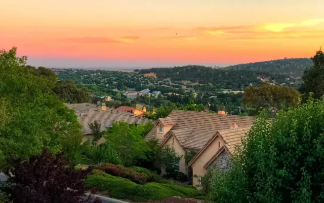Cameron Park foothill landscape at sunset
