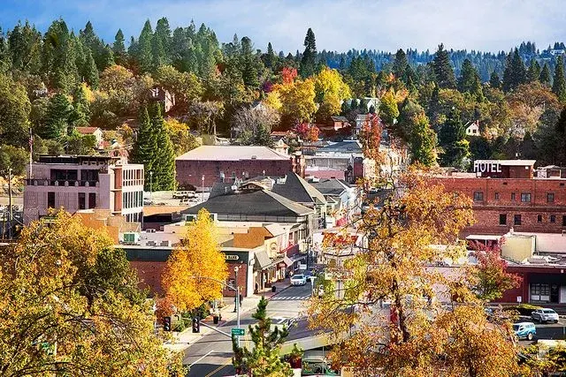 Aerial view of historic downtown Placerville